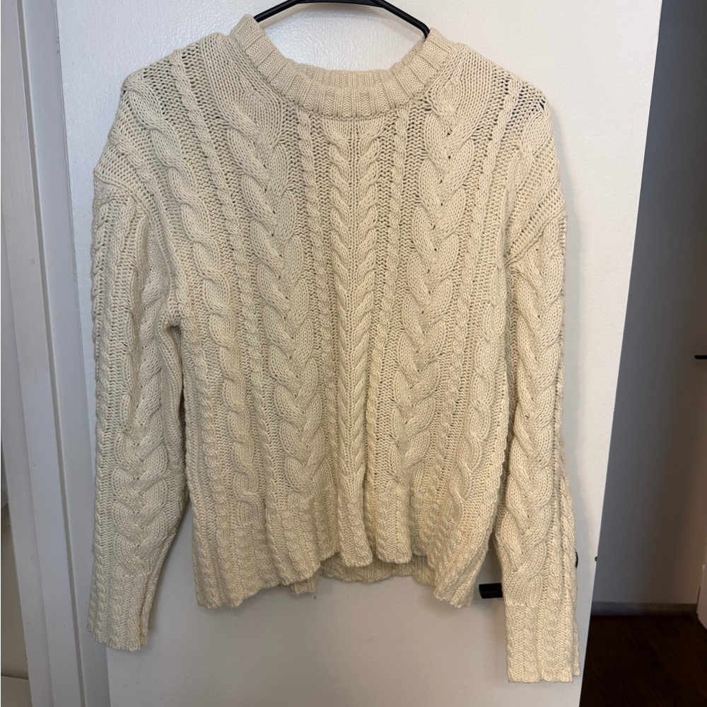 J. Crew Cream Cable-Knit Crewneck Sweater